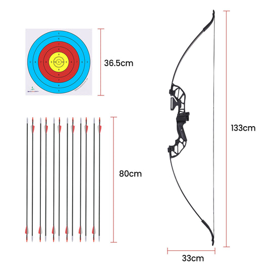 Everfit 55lbs Bow Arrow Set Recurve Takedown Archery Hunting for Beginner Red