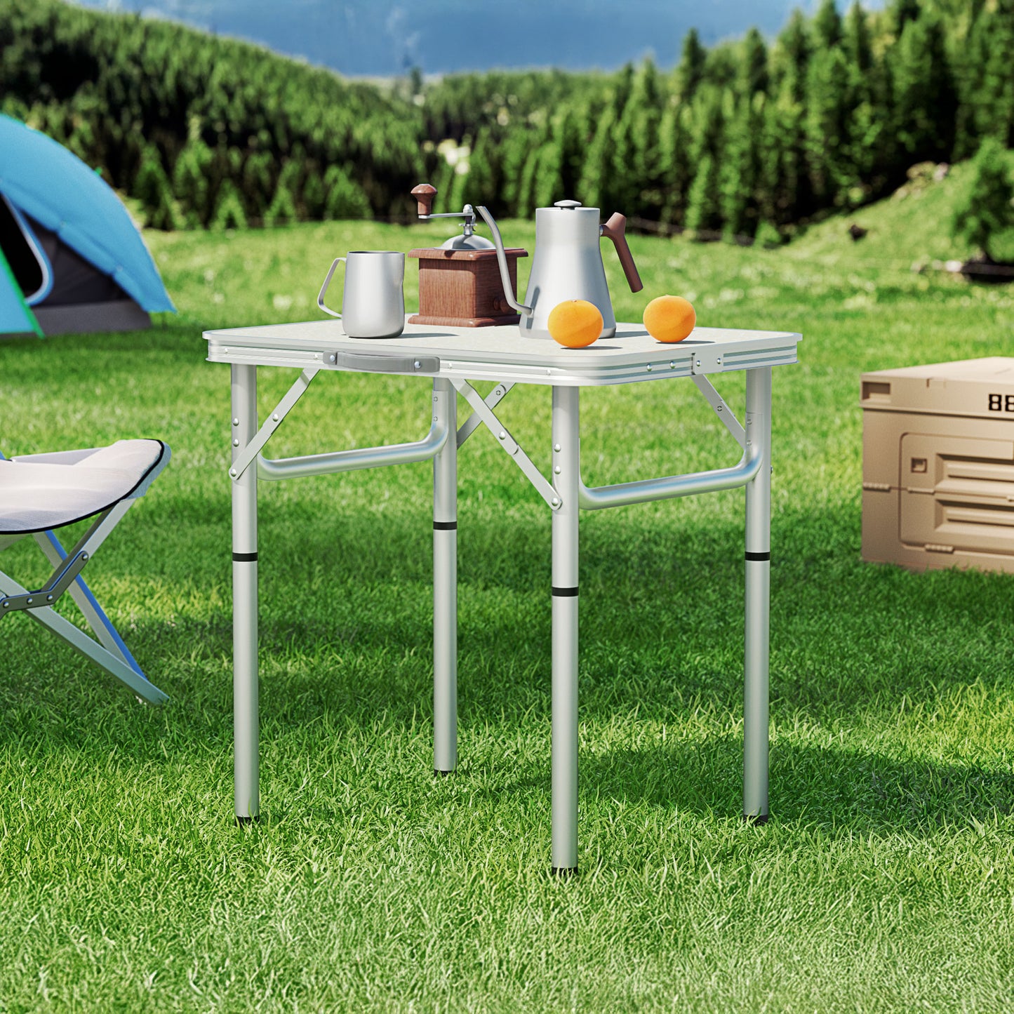 Weisshorn Folding Camping Table 60CM Adjustable Portable Outdoor Picnic Desk