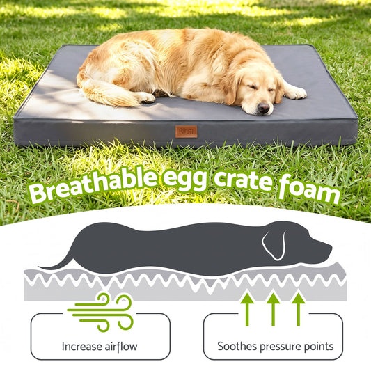 i.Pet Dog Bed XL Water-resistant Egg Crate Foam Orthopedic Pet Mat Grey