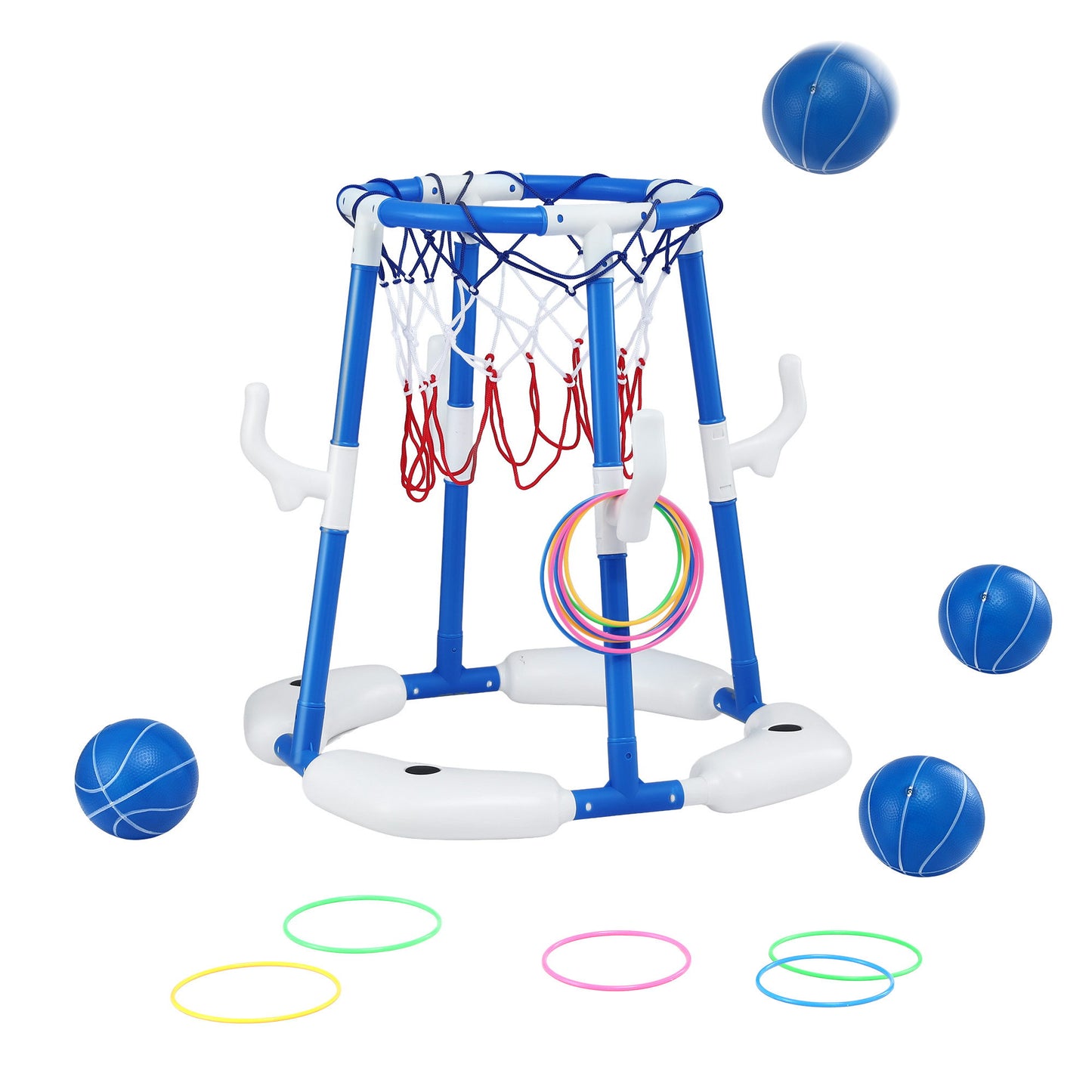 Keezi Kids Basketball Hoop with 4 balls Ring Toss Sports Pool Toys Blue