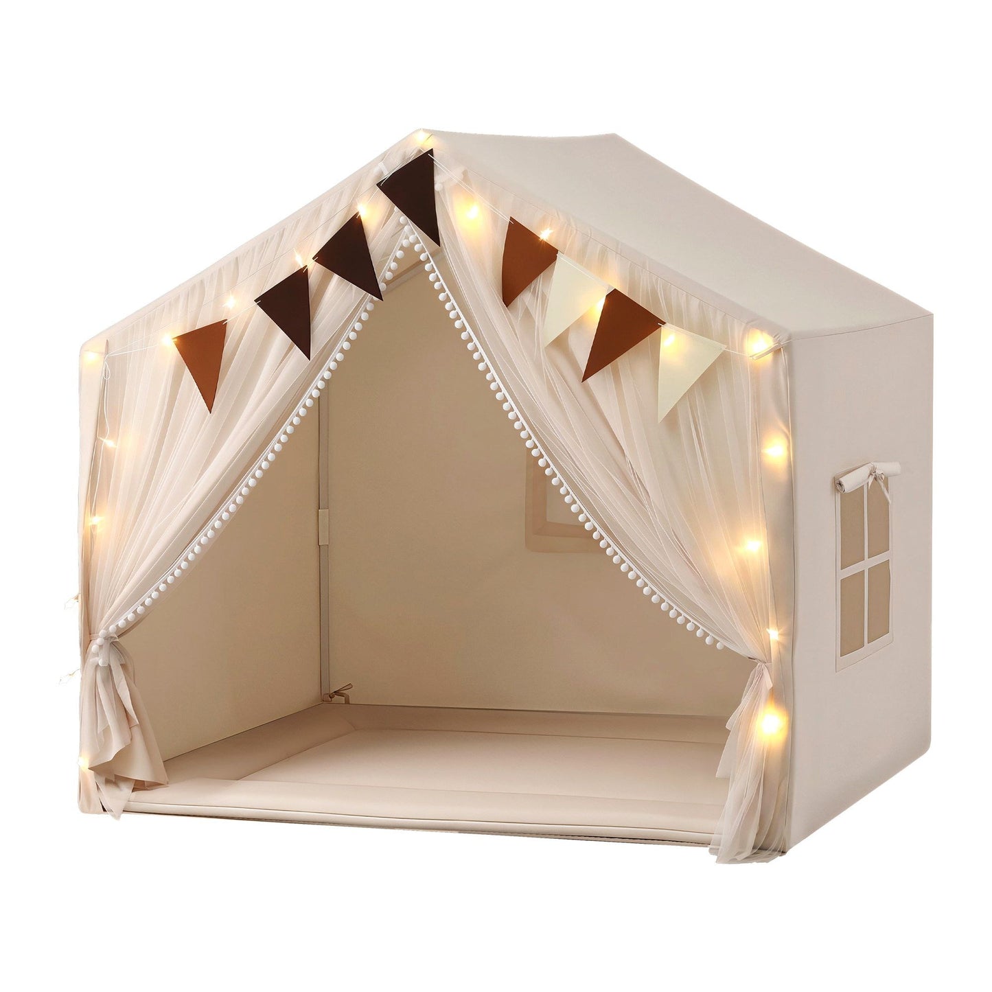 Keezi Kids Play Tent with Star Lights Windows Flag 144cmx95cm Playhouse