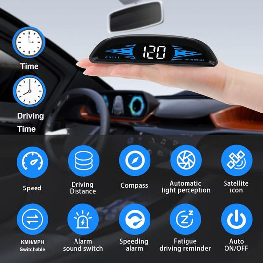 Car HUD GPS Speedometer, Universal Windshield Display with Overspeed Alarm, USB Plug and Play, 4 Inch
