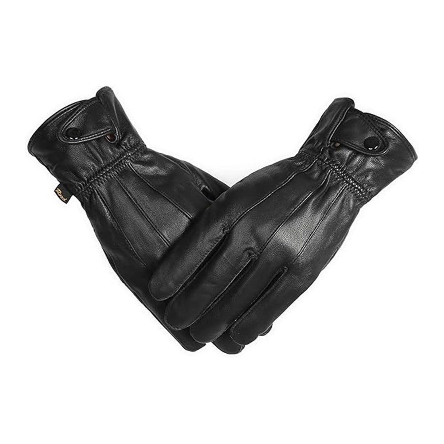 ! Mens Gloves,Gloves for Men,Mens Winter Gloves,Mens Leather Gloves Mens Winter Black Leather Gloves for Driving Dress Real Sheepskin Leather Warm Fleece Lined Gloves- 23*12cm Black