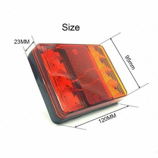 2 Pcs 8 LED Trailer Tail Lights E8 Approved IP65 Waterproof, 120 x 95 x 2