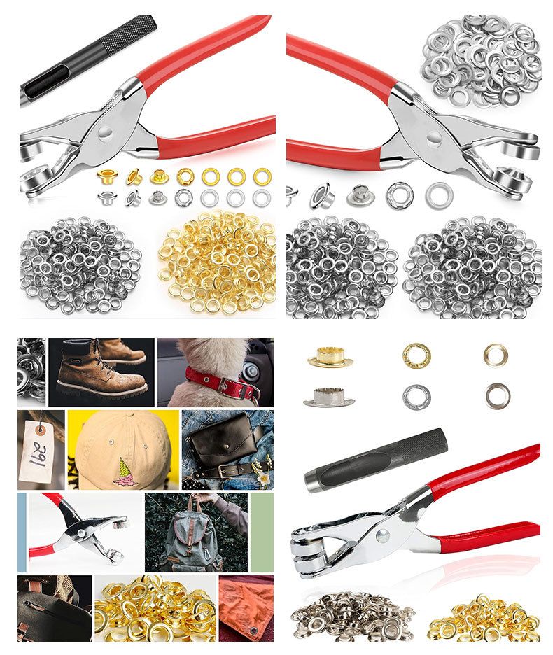 150Pcs 12mm Grommet Tool Kit, Grommet Kit, Eyelet Kit with Leather Hole Punch Pliers, 150 Metal Eyelets and Grommets in Gold and Silver for Leather, Shoes, Fabric, Belt