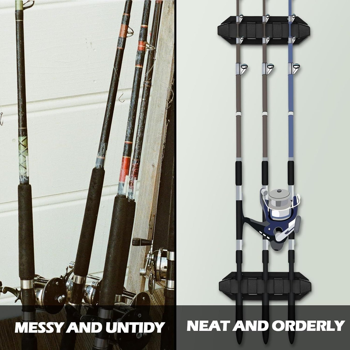 2 Pcs Magnetic Fishing Rod Holder for Car Fishing Pole Rack Vertical Rod Storage Holders for Truck Bed Boat Wall Garage Door