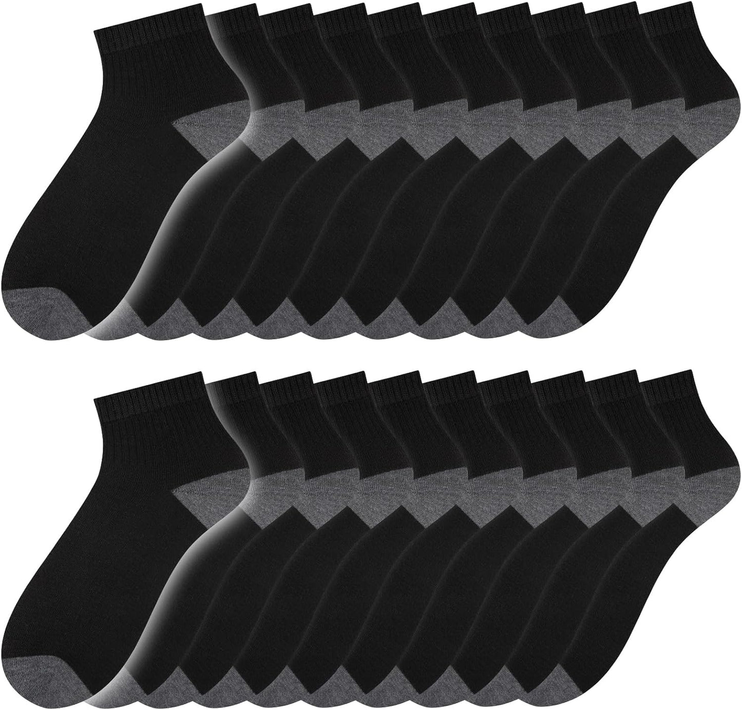 20 Pairs Ankle Socks For Men - Lightweight Mens Socks Size 8-12 Thin Casual Quarter Bulk Socks