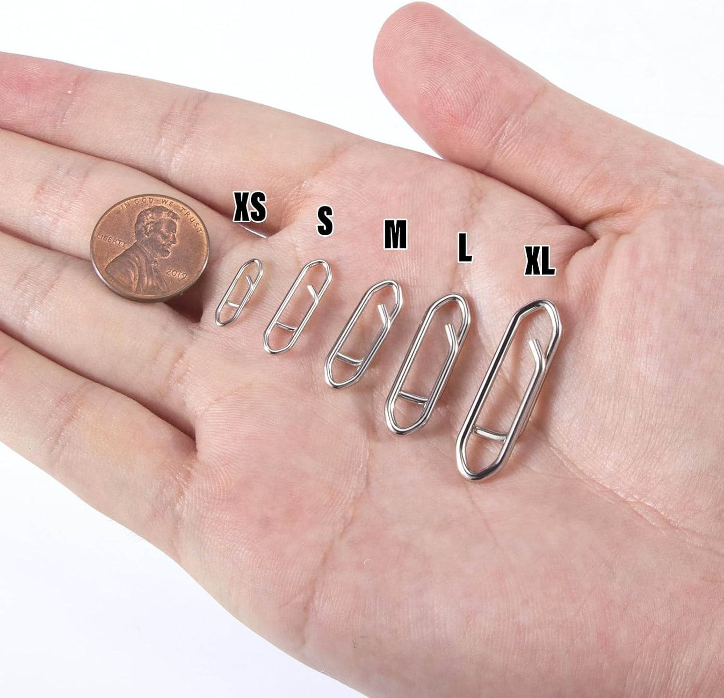 50-Pack Fishing Power Speed Clips, High Strength Stainless Steel Clip for Lure Quick Change, Freshwater Saltwater Crankbait Popper Lures Snap Connector Tackle XS-25LB-0.5IN