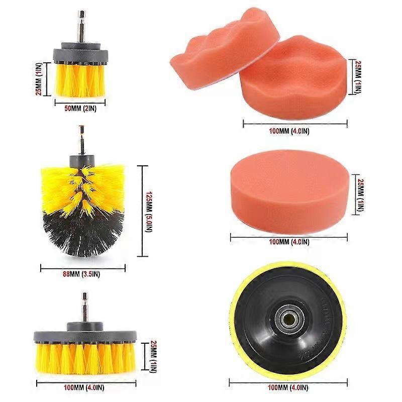 20pcs Car Cleaning Brushes, Tire, Detailing & Drill Scrub Kit