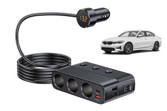7 in 1 Cigarette Lighter Splitter QC3.0 PD 30W Charging 3 Socket Car Charger Adapter