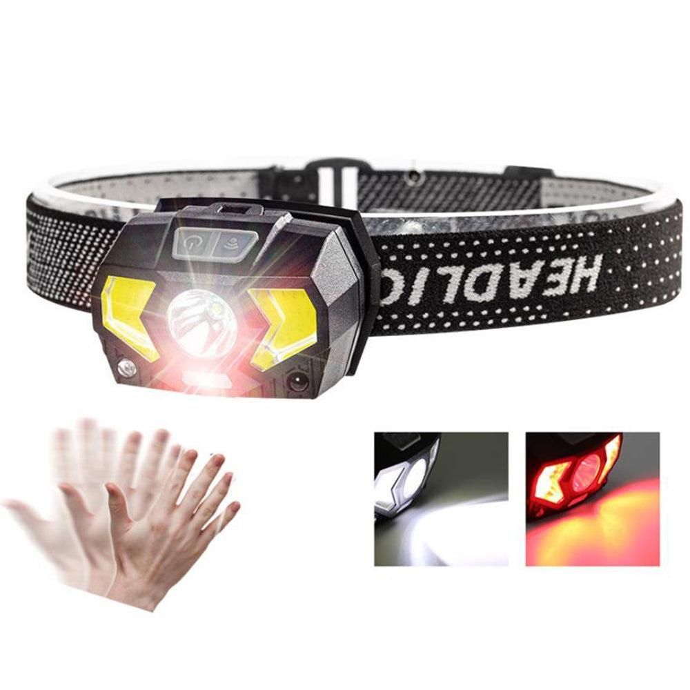 Motion Sensor LED Headlamp Rechargeable Flashlight for Camping Running Fishing Cycling