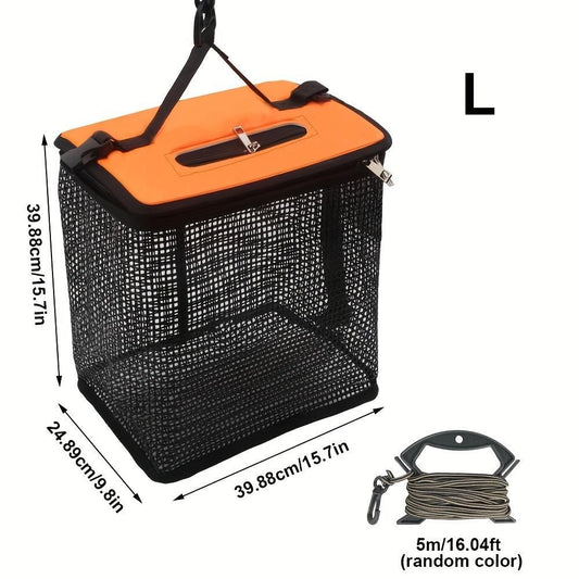 Floating Fish Keeper Net Bag Portable Quick Dry Mesh Storage for Sea and Rock Fishing-Orange S