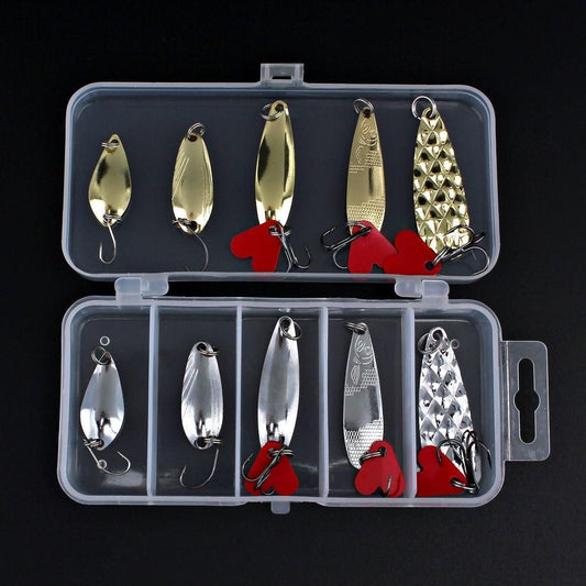 10 Pcs Metal Spoon Shaped Fishing Lure Set for Trout, Bass