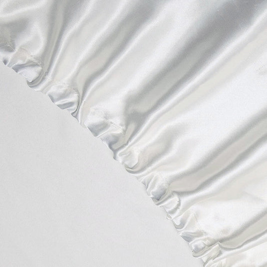Art Silk Satin Sheet Set Hotel 4 Pieces Fitted/Flat Sheet Bedding Set-Luxury Soft Silky Sheets for Hair and Skin, Similar to Silk Bed Sheets Set 4 Pieces(Queen,White)