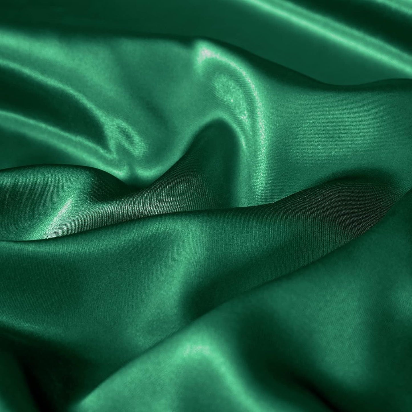 Satin Quilt cover Set Hotel 3 Pieces Quilt cover with Pillowcase, Art Silk Bedding Set-Luxury Soft Silky pillowcase for Hair and Skin, Similar to Silk Duvet/Donna Cover Set- 3 Pieces(Queen,Green)