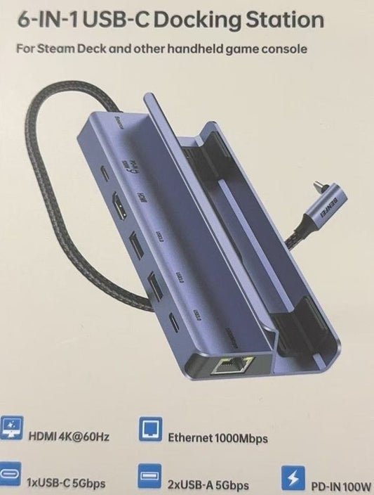 BENFEI 000492GY 6 in 1 Docking 1xHDMI 4K, 2xUSB-A 3.0, 1xUSB-C 3.0, 1xUSB-C PD, 1xRJ45