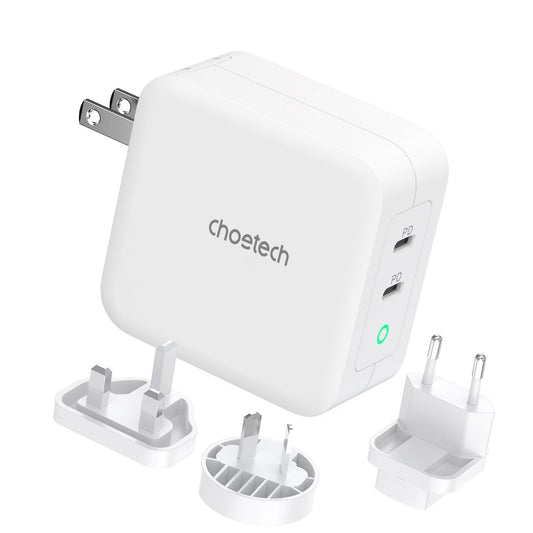 CHOETECH PD6008 GAN Dual Type-C 100w Travel Charger (US/EU/UK/AU)