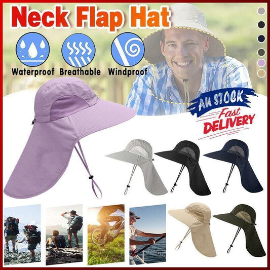1x Neck Flap Cap Unisex Outdoor Sport Fishing Hat Sun Protection Wide Brim Cover - Purple