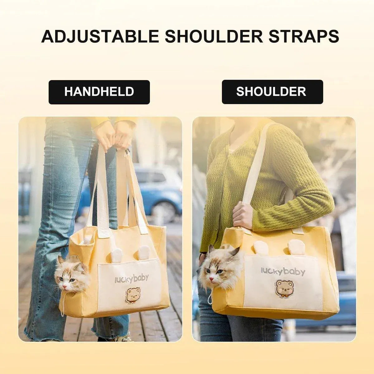 Portable Breathable Adjustable Crossbody Pet Carrier Bag Large Capacity for Pet - Beige