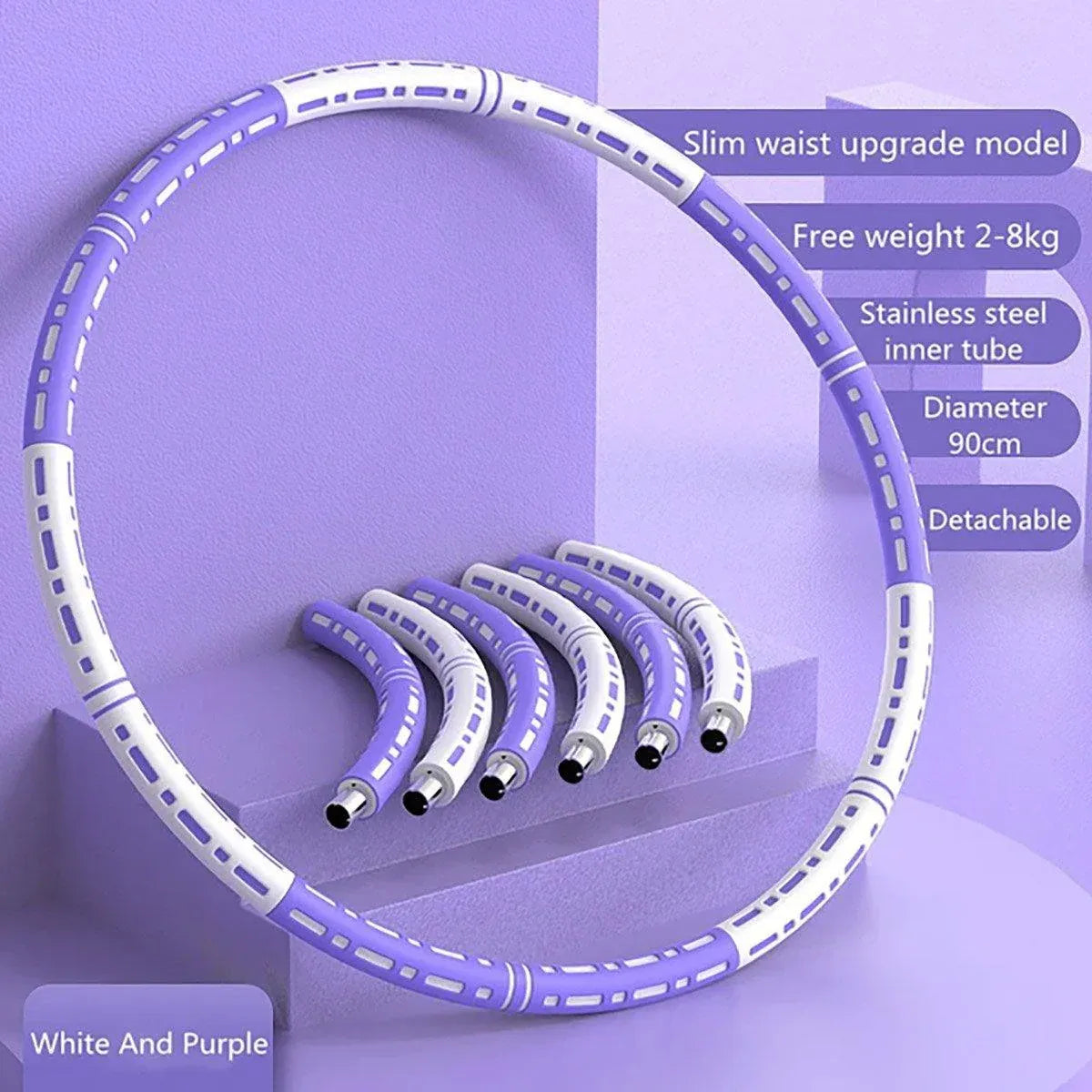 Detachable Weighted Hula Hoop Fitness Equipment for Home Exercise Use - Blue Pink