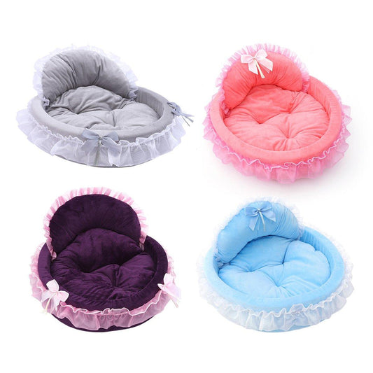 Princess Pet Kennel Soft Comfortable Cat and Dog Bed House for Small Pets - Grey
