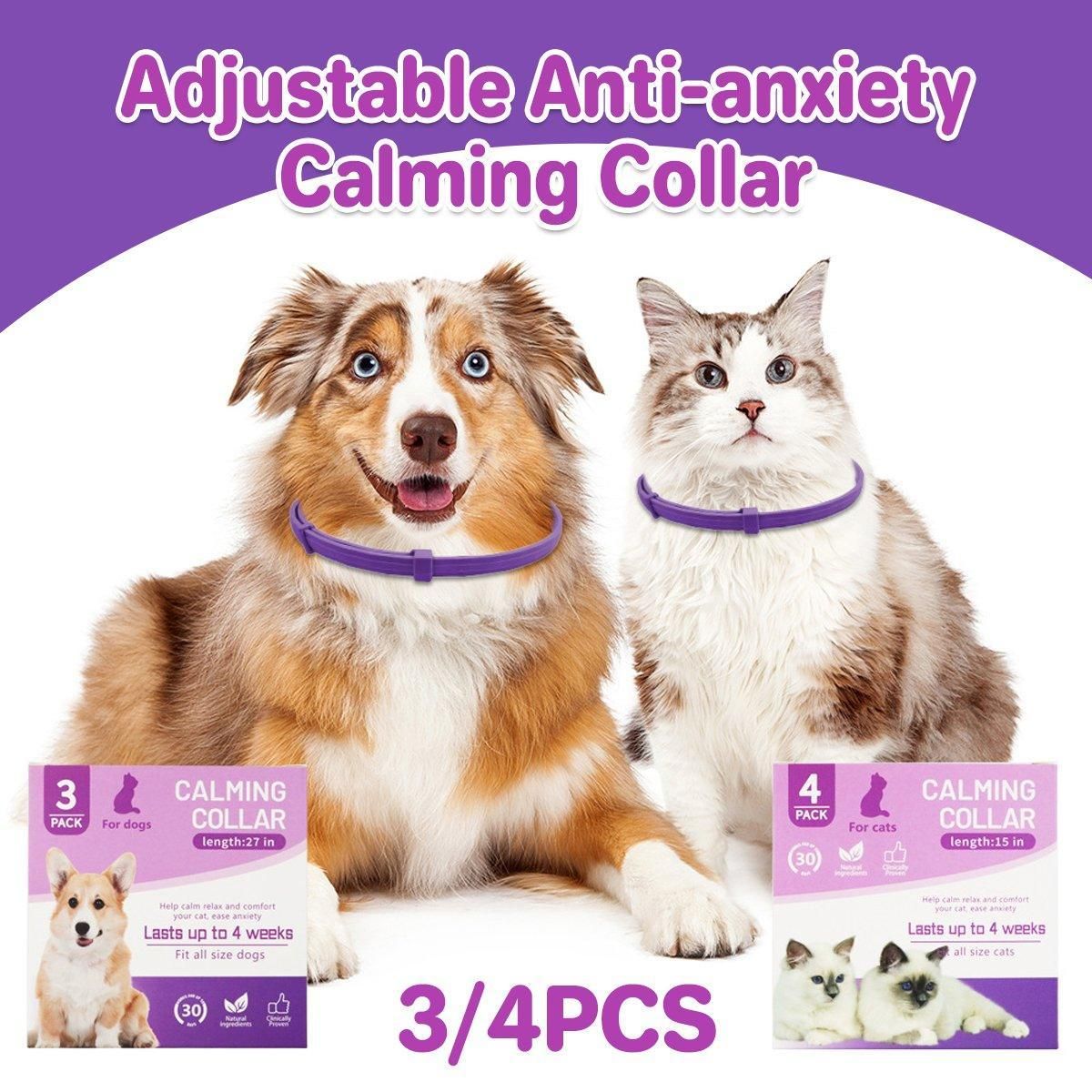 3/4pcs Calming Collar for Cats and Dogs Soothing Pet Relief Collar Long Lasting - 70cm-3PCS
