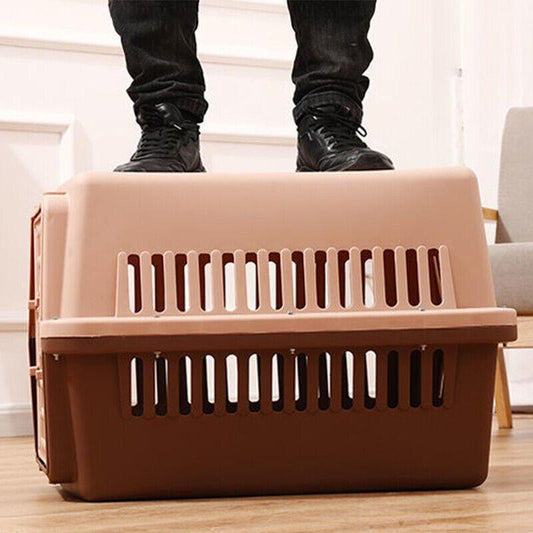 Portable Pet Travel Carrier Crate for Dog Cat Rabbit Ventilated Transport Box - Black