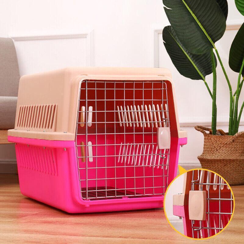 Portable Pet Travel Carrier Crate for Dog Cat Rabbit Ventilated Transport Box - Blue