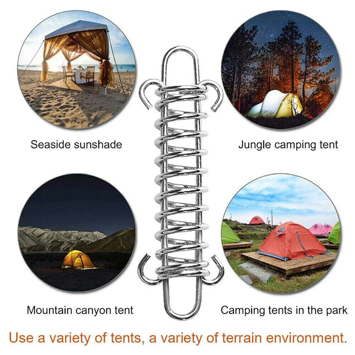 1-15PCS Outdoor Camping Tent Spring Wind Rope Buckle Fix Hook Buckles Silver Red - 5pair