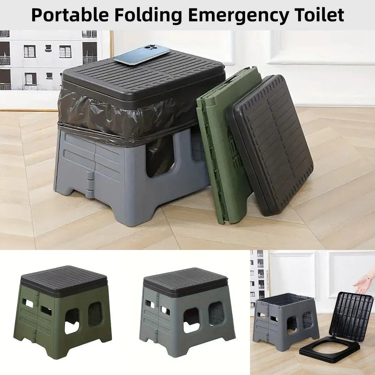 Outdoor Travel Toilet Portable Folding Stool Seat for Camping Hiking and Outdoor - Green