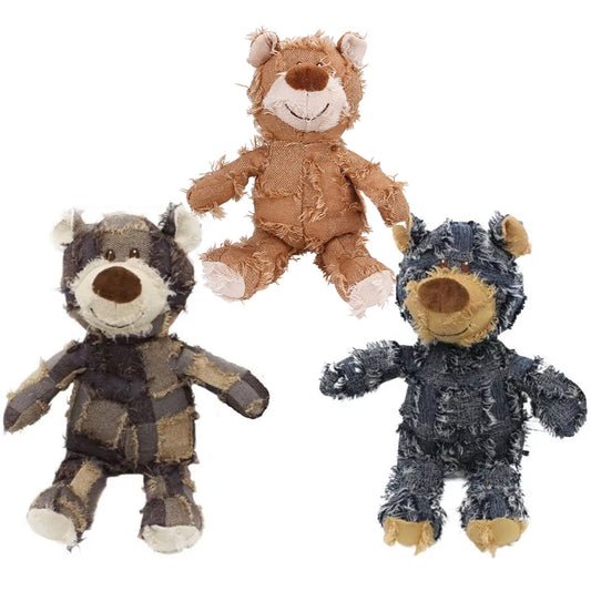 Puppy Squeaky Plush Toy Small Dog Chew Soft Bear Pet Companion - Blue-22cm