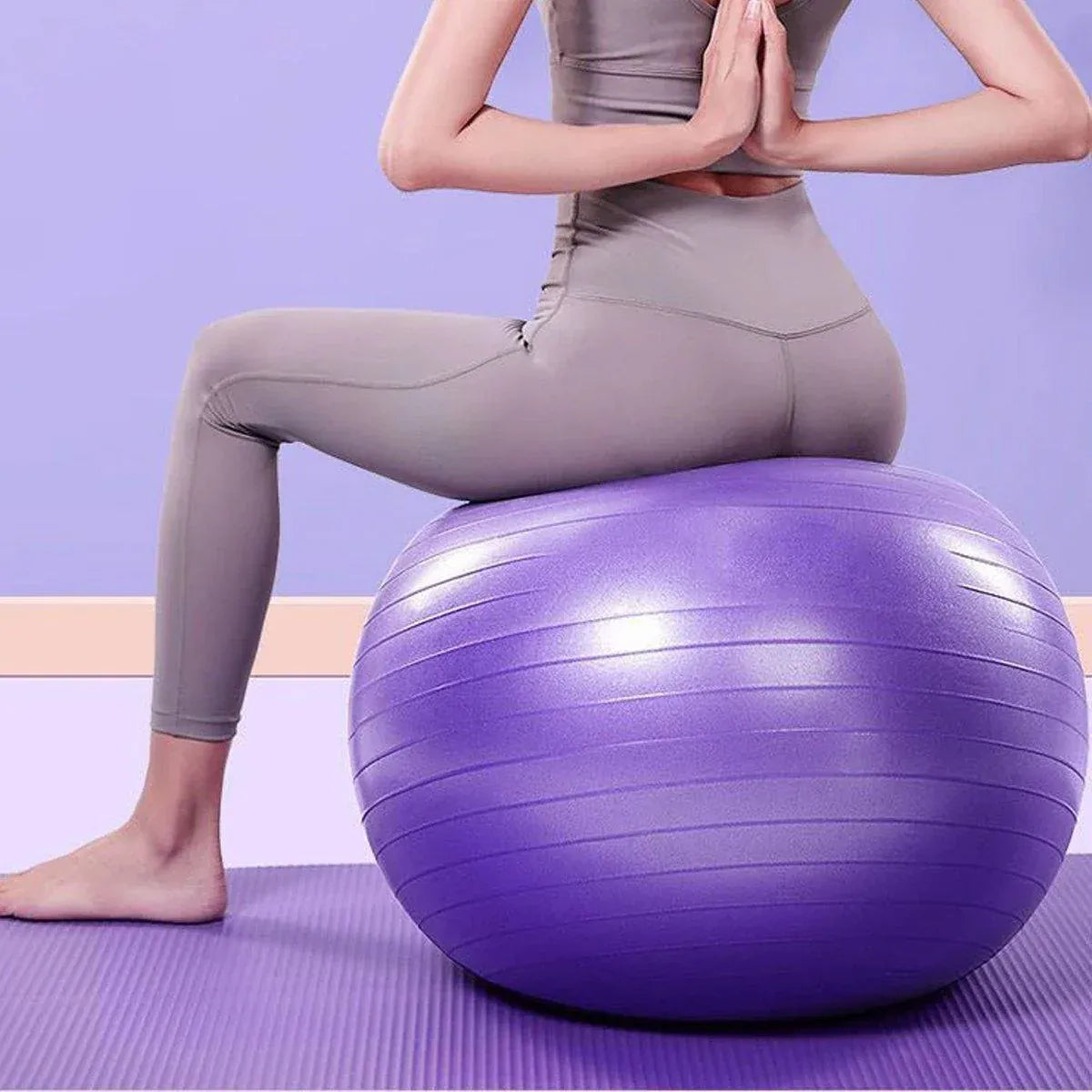 Explosion-Proof Thickened Inflatable Yoga Ball Massage Fitness Stability Ball - Purple - 75cm