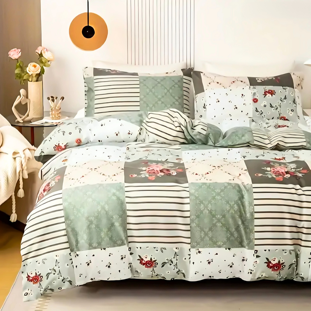 Dreamfields - Emerald Plaid Quilt Cover Set - (3pcs, Double Size)