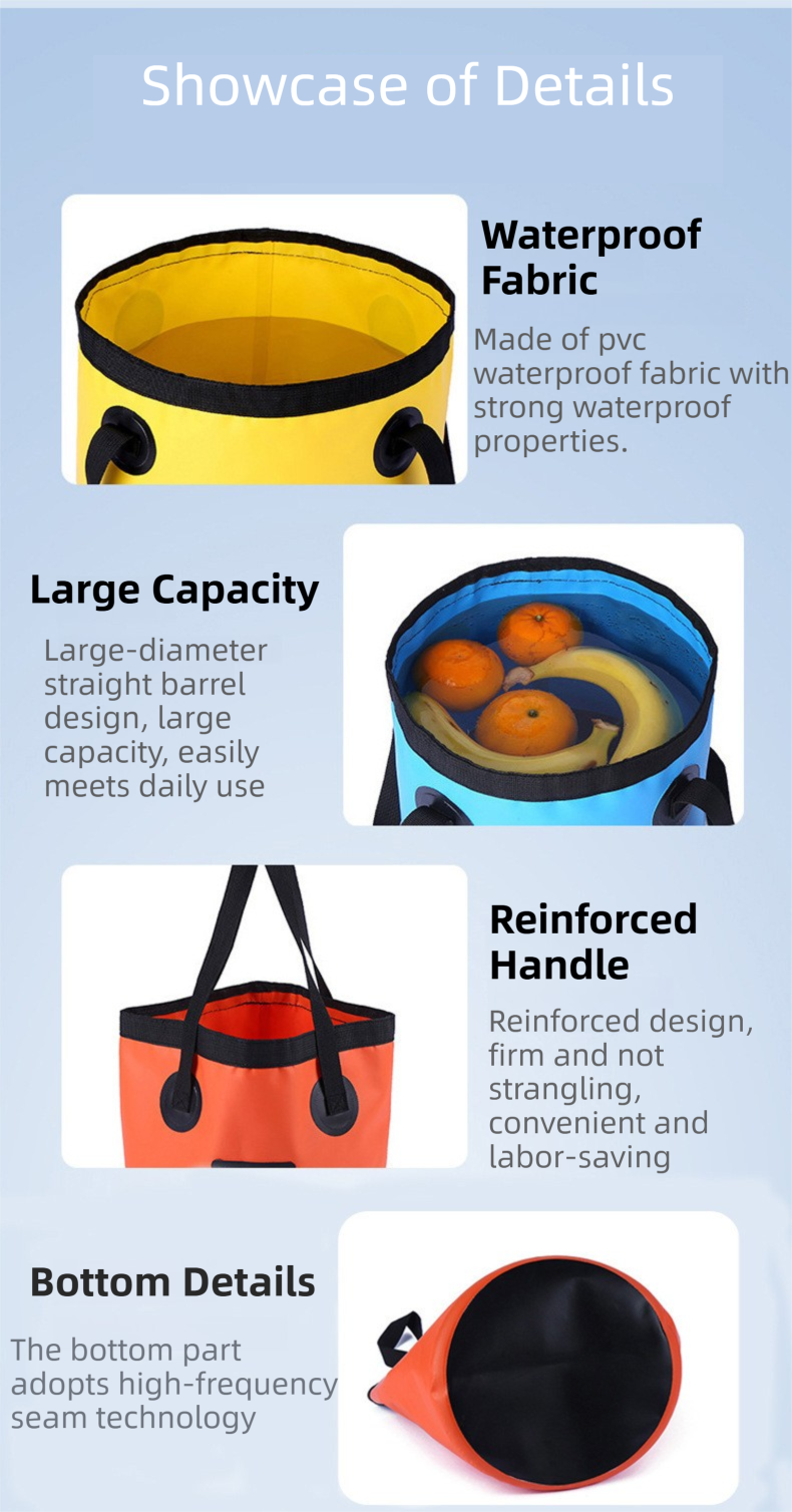 20L Green Outdoor PVC Folding Water Bucket - Portable Fishing Barrel, Camping Water Storage, Car Washing Bag