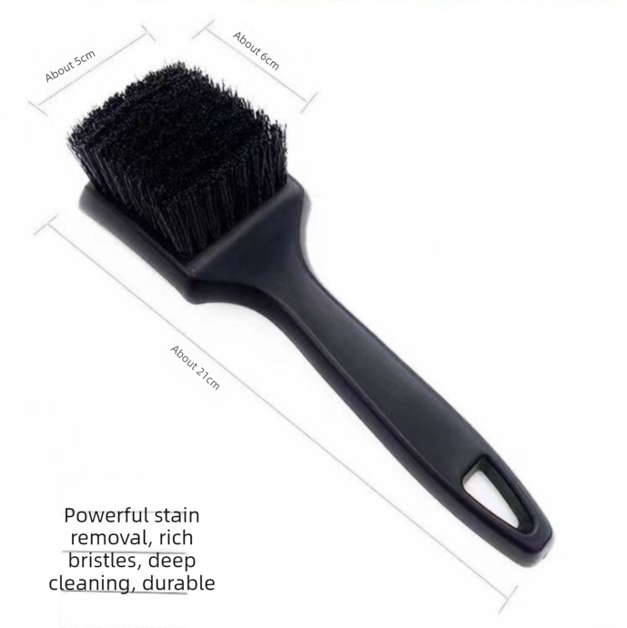 Black Car Tire & Detailing Brush - 2-Pack Stiff Bristle Scrubber for Wheels, Mats, and Upholstery