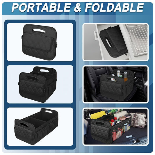 45L Foldable Large Car Trunk Organizer with Muti Pockets & Strong Handles – Mutifunctional Heavy Duty Oxford Cloth Storage Box & Portable Cargo Bundle for SUVs Sedans Trucks