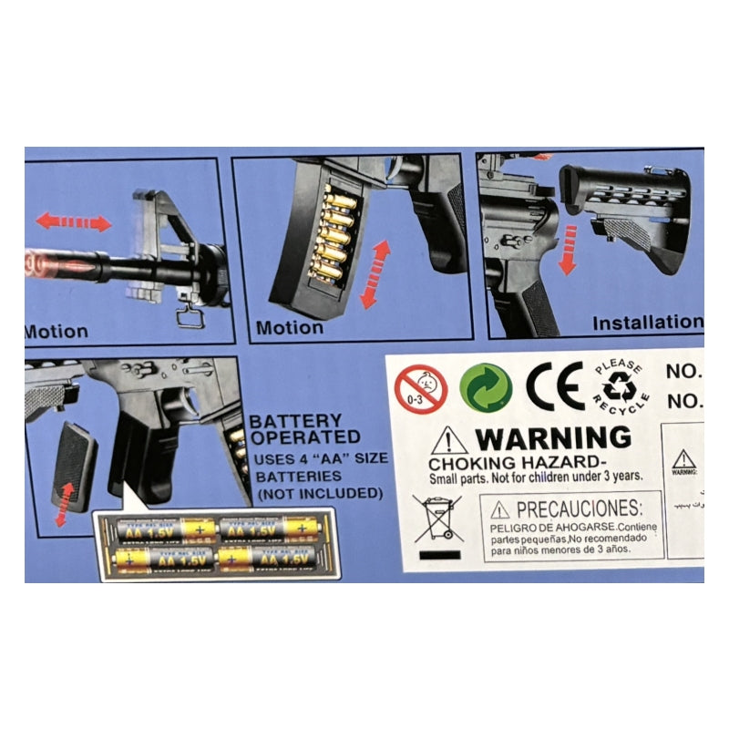 Electric Toy Machine Gun – Battery Operated with Flashing Lights, Sound & Infrared Ray – Pretend Play Gun with Scope & Spinning Barrel – Ages 8+