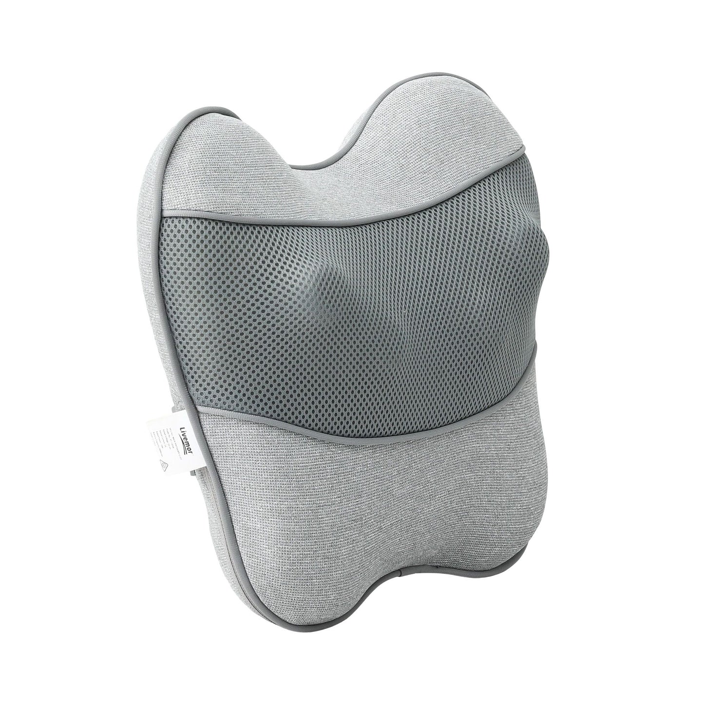 Livemor Back Massager with Heat, USB Neck and Shoulder Massage Pillow, 3-Speed Ergonomic Lumbar Support Cushion for Office Chair, Portable Muscle Relief for Back, Thigh & Calf, Grey
