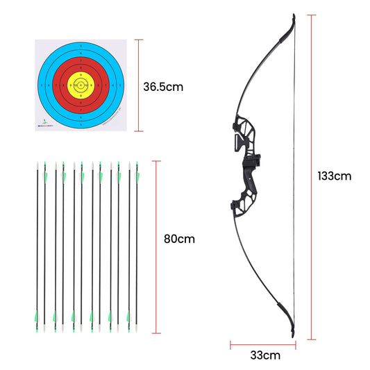 Everfit 55lbs Bow Arrow Set Recurve Takedown Archery Hunting for Beginner Green