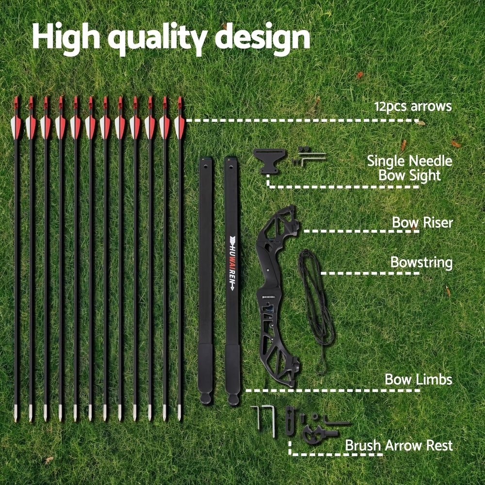 Everfit 55lbs Bow Arrow Set Recurve Takedown Archery Hunting for Beginner Red