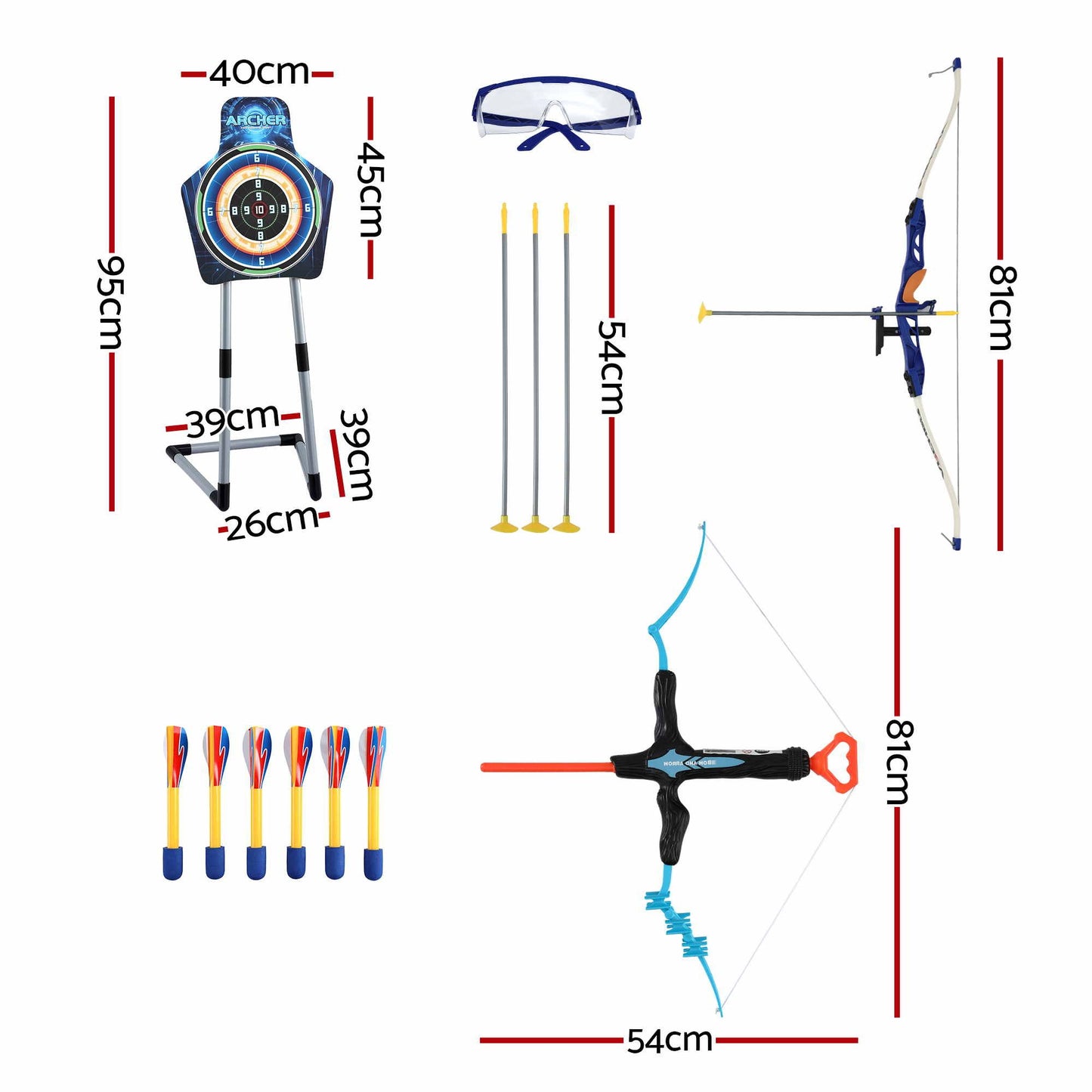Keezi Kids Bow and Arrow Set Toy Archery Standing Target Suction Cup Arrows