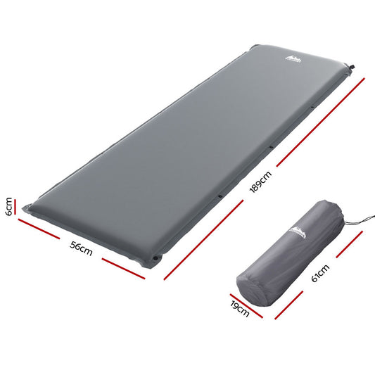 Weisshorn Self Inflating Mattress Camping Sleeping Mat Air Bed Pad Single Grey