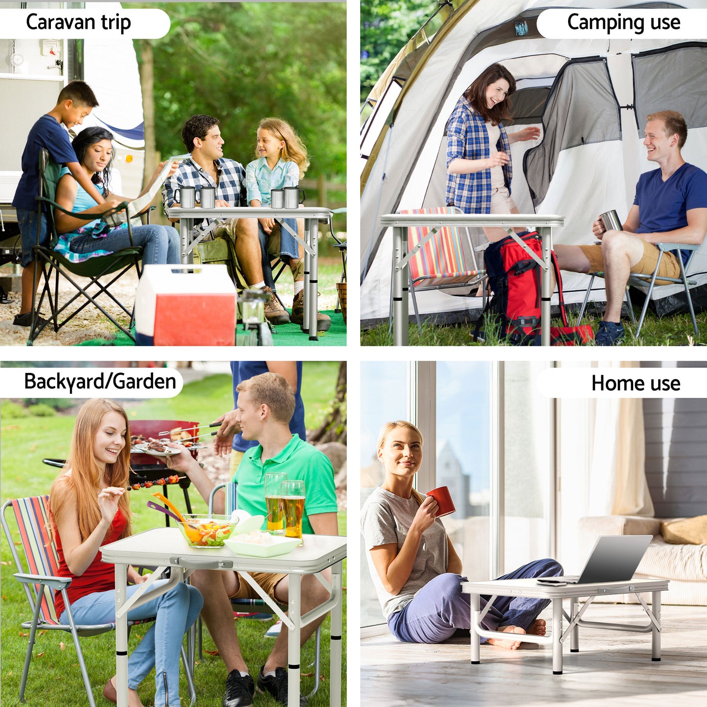 Weisshorn Folding Camping Table 60CM Adjustable Portable Outdoor Picnic Desk