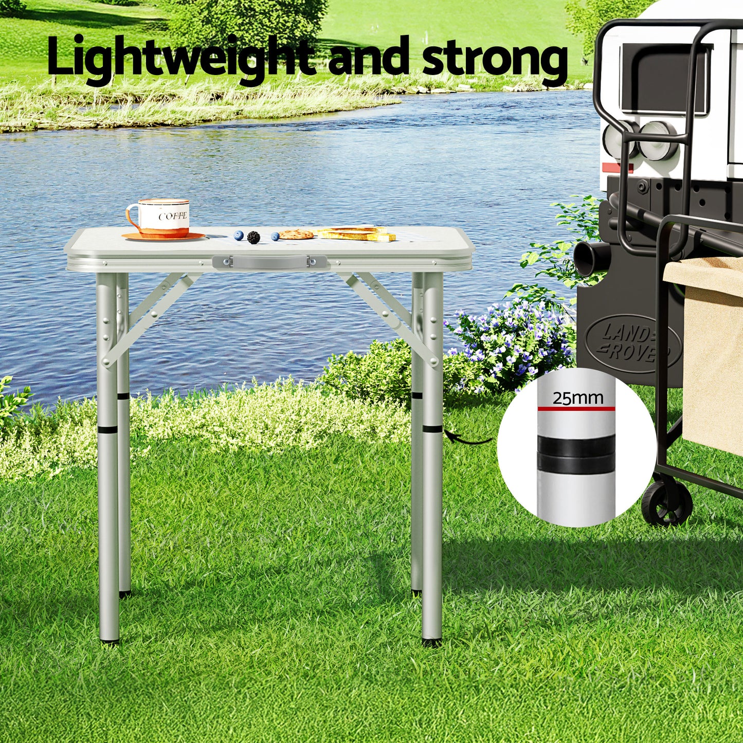 Weisshorn Folding Camping Table 60CM Adjustable Portable Outdoor Picnic Desk