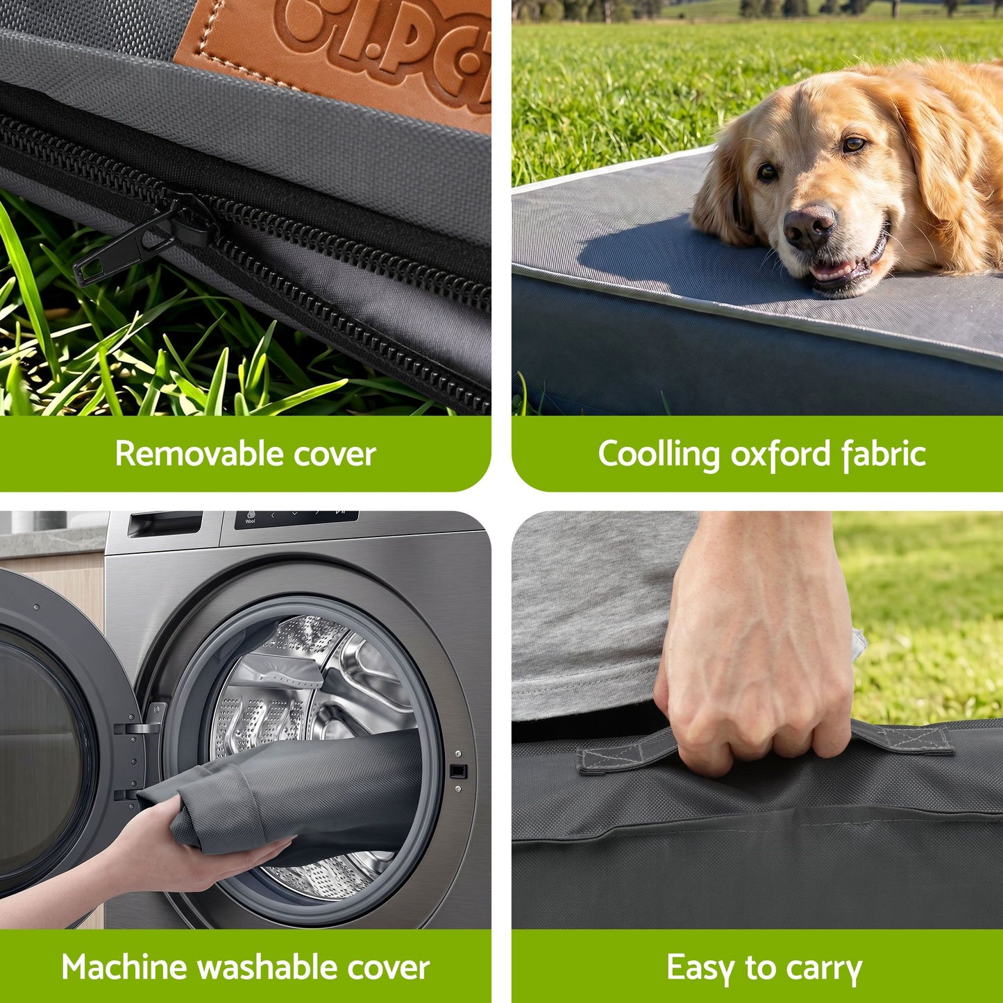 i.Pet Dog Bed Large Water-resistant Egg Crate Foam Orthopedic Pet Mat Grey