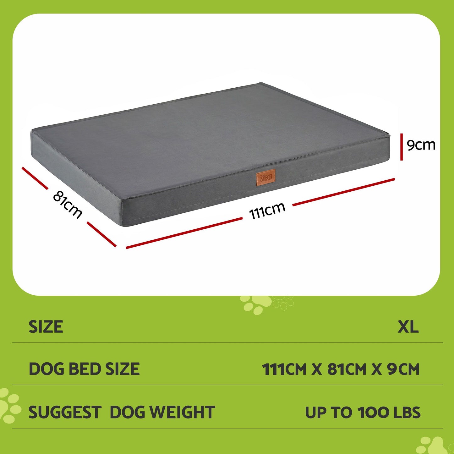 i.Pet Dog Bed XL Water-resistant Egg Crate Foam Orthopedic Pet Mat Grey
