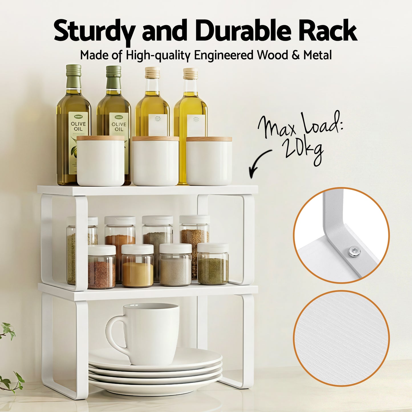 Cefito Kitchen Storage Shelves Rack Cupboard Cabinet Organiser Set of 2