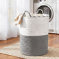 Artiss Woven Laundry Basket with handles Foldable White & Grey