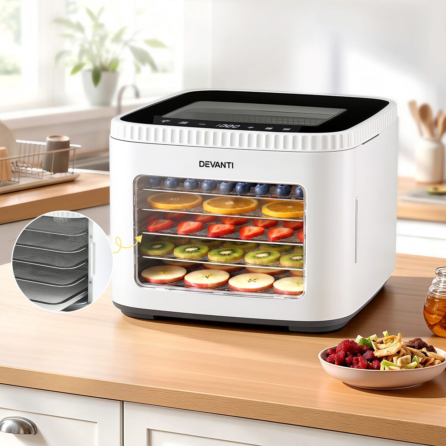 Devanti Food Dehydrator Machine 5 Tray Mini Fruit Dryer Maker White
