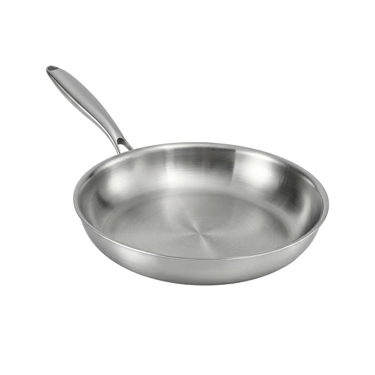 5-Star Chef 30cm Stainless Steel Frying Pan Uncoated Frypan with Tri-Ply Body Silver